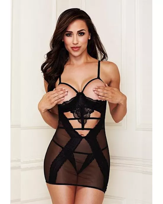 2 Piece Lace Mesh Show Me Chemise  GString