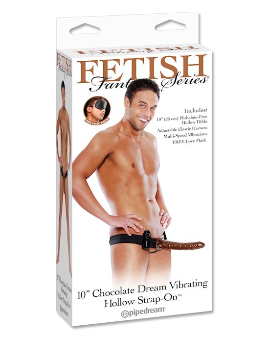 Ff 10 Inch Cholocate Dream Vibrating Hollow Strap On