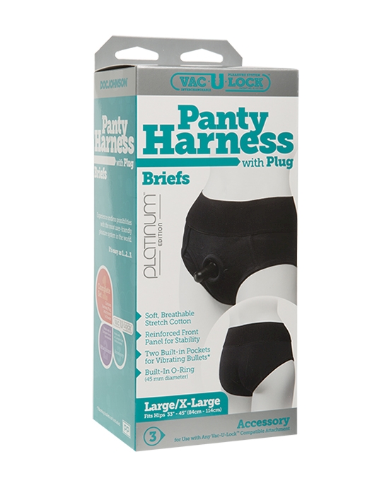 Vac-u-lock Panty Harness With Plug Briefs L/xl