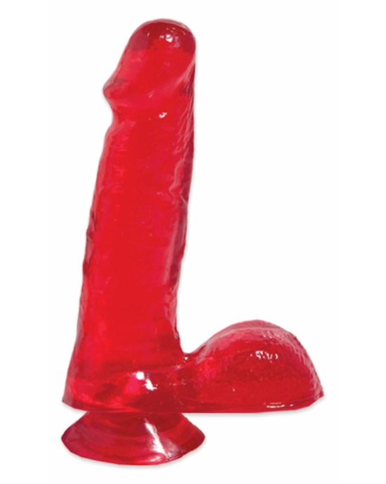 Basix 6 Inch Dong W Suction Cup Red
