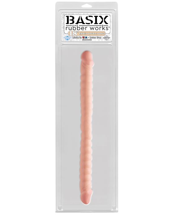 Basix 18 Inch Ribbed Double Dong Fles
