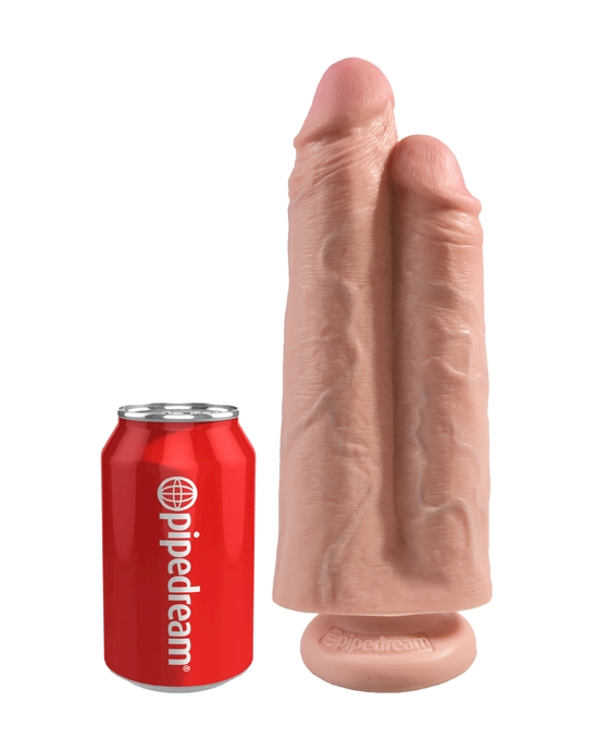 King Cock 9 Inch Two Cocks One Hole Suction Cup Dildo
