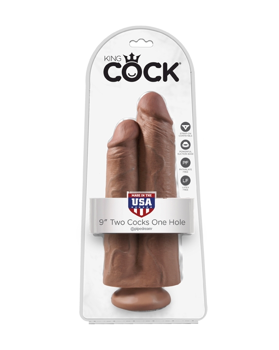 King Cock 9 Inch Two Cocks One Hole