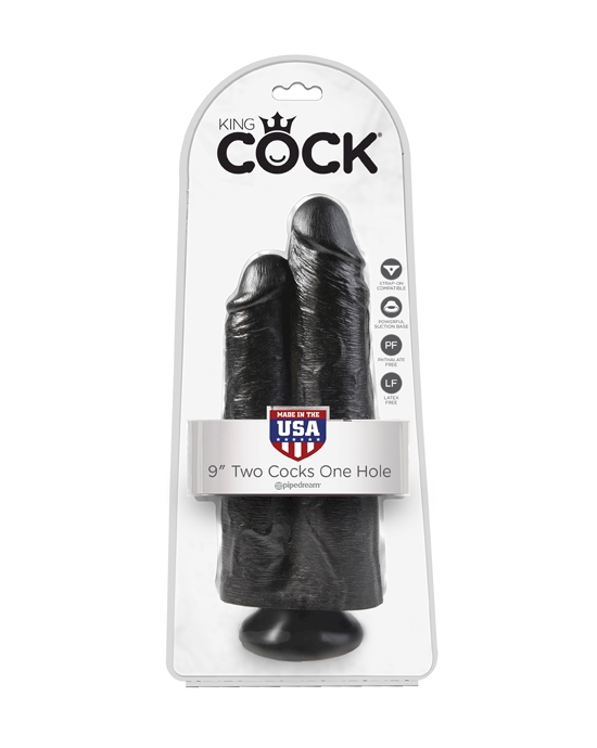 King Cock 9 Inch Two Cocks One Hole