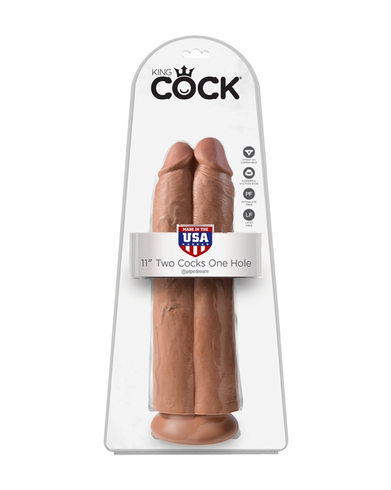 King Cock 11 Inch Two Cocks One Hole Suction Cup Dildo
