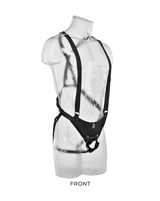 King Cock 11 Inch Two Cocks One Hole Hollow Strap-on Suspender System