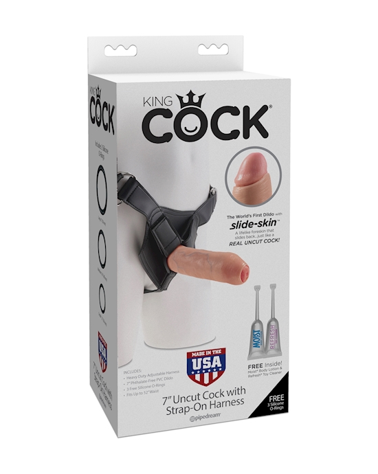 King Cock 7 Inch Uncut Cock Strap-on Harness
