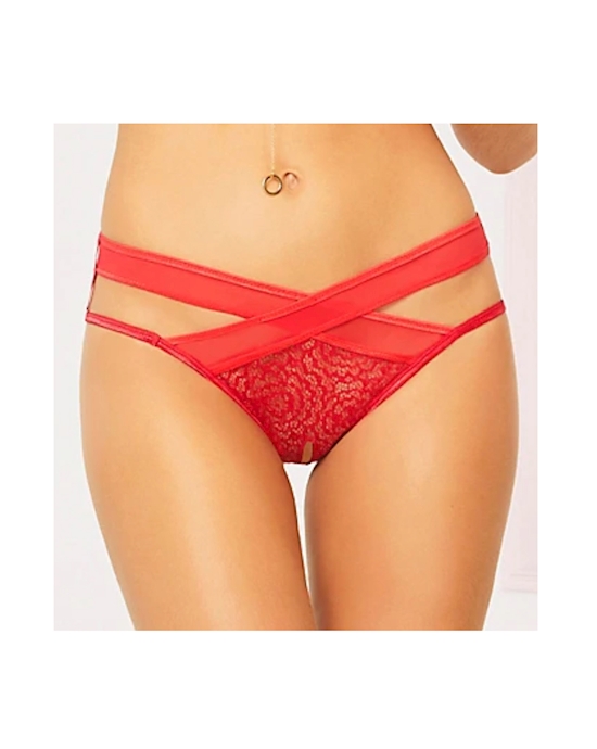 Lace And Mesh Crotchless Panty