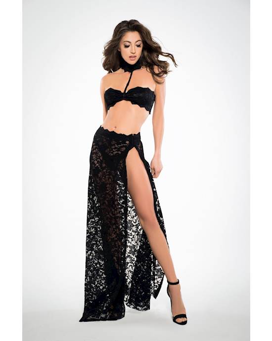 Adore Freya Lace Bandeau Top And Skirt