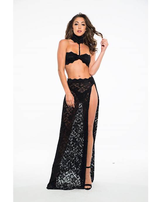 Adore Freya Lace Bandeau Top And Skirt