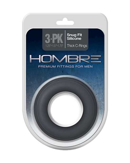 Hombre Snug Fit Silicone Thick Cock Rings 3 Pack