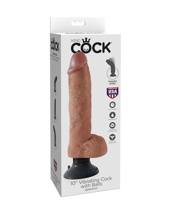 King Cock  10 Inch Vibrating Dildo With Balls