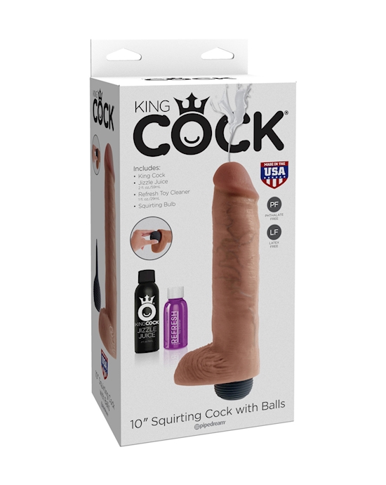 King Cock  10 Inch Squirting Dildo With Balls