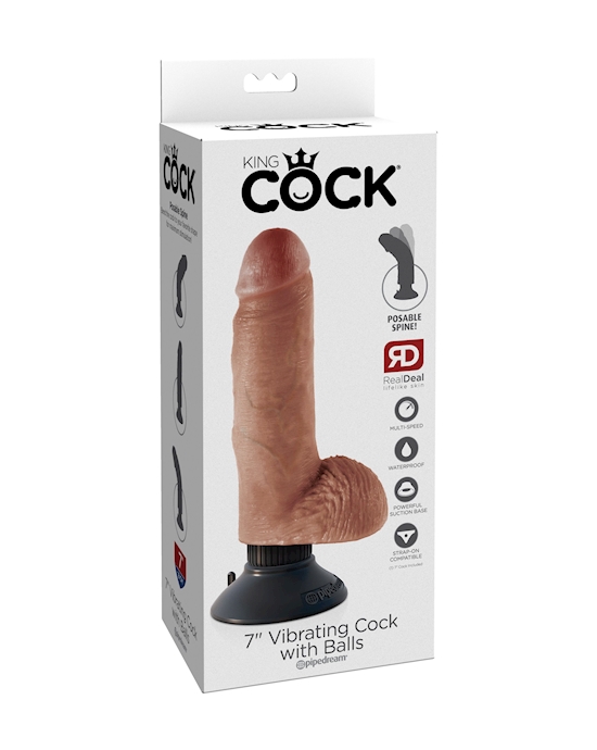 King Cock  7  Inch Vibrating Dildo With Balls