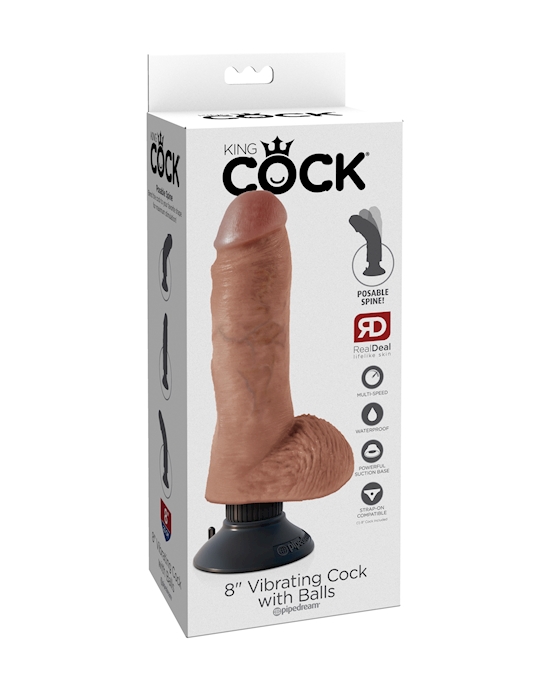 King Cock  8 Inch Vibrating Dildo With Balls
