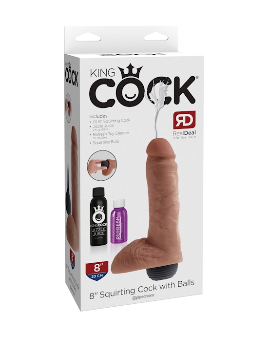 King Cock  8 Inch Squirting Dildo With Balls