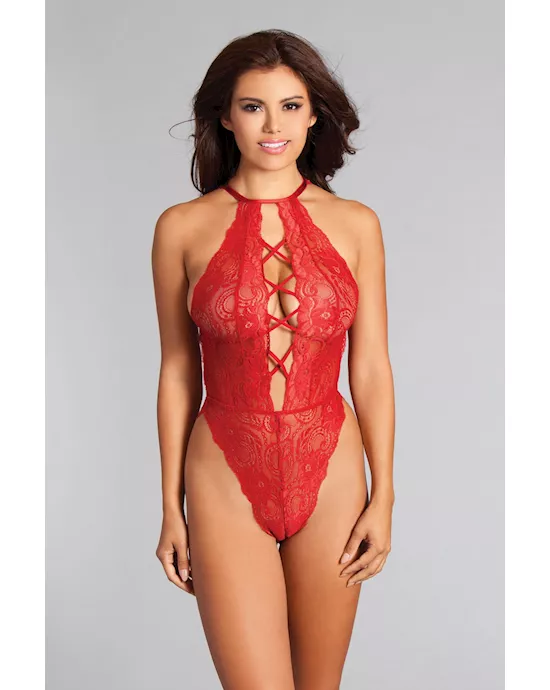 Sahara Tedd French cut halter neck lace teddy