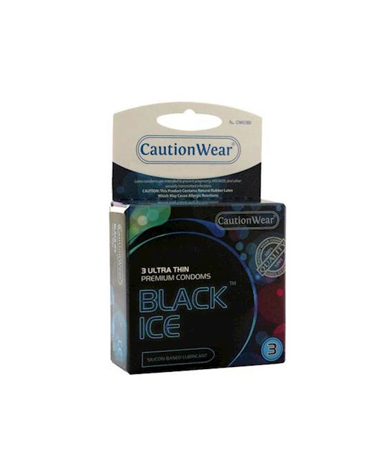 Caution Wear Black Ice Condoms 3 Pack