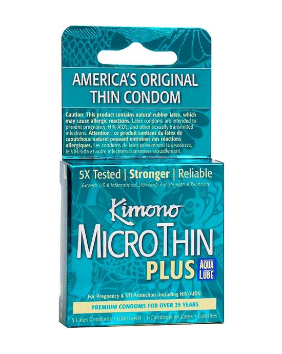 Kimoni MicroThin Plus Aqua Lubricant Condoms 3 Pack