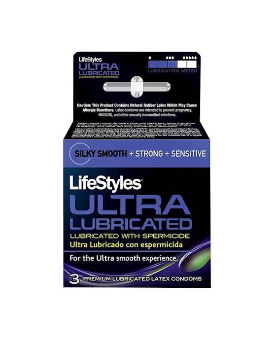 Lifestyles Ultra Lubricated Condoms With Spermicide 3 Pack