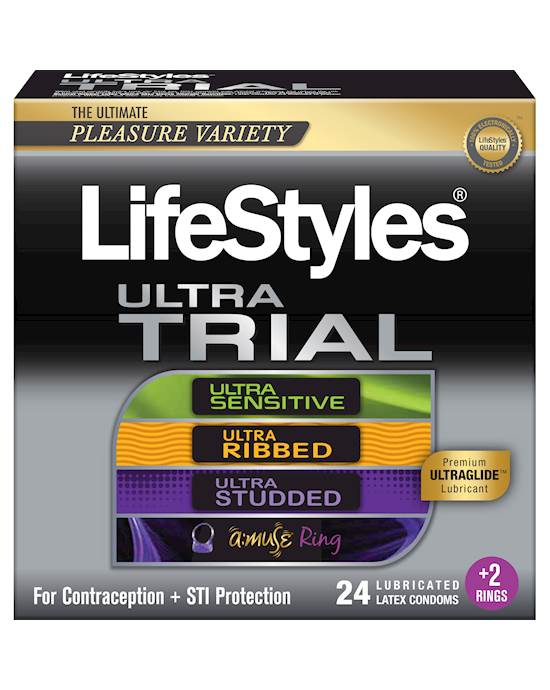 Lifestyles Ultra Trial 24 Plus 2 Condoms With Two Vibrating Rings