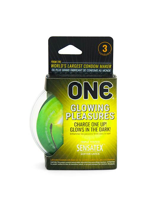 One Glowing Pleasures Condoms 3 Pack