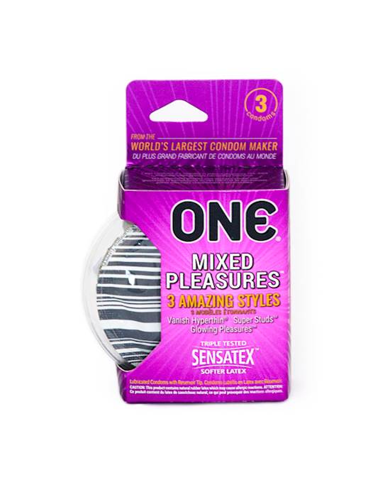 One Mixed Pleasures Condoms 3 Pack