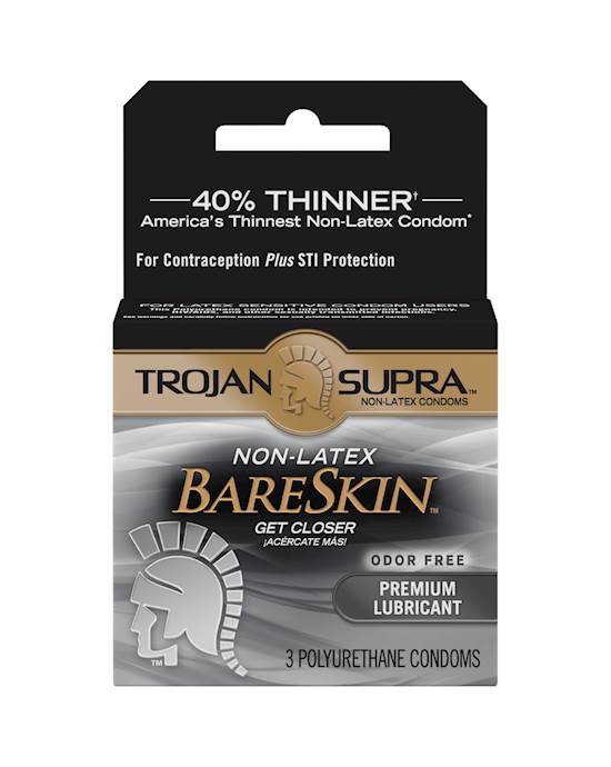 Trojan Bareskin Polyurethane Condoms 3 Pack