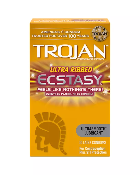 Trojan Ultra Ribbed Ecstasy  10 Pack