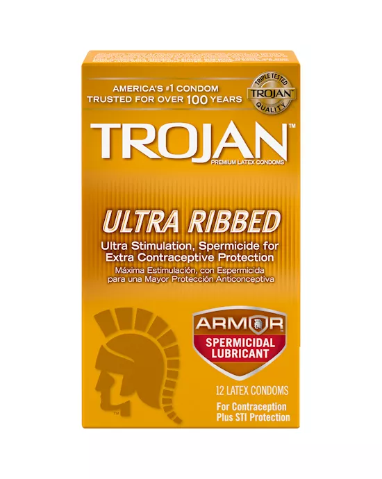 Trojan Ultra Ribbed Armor Spermicidal  12 Pack