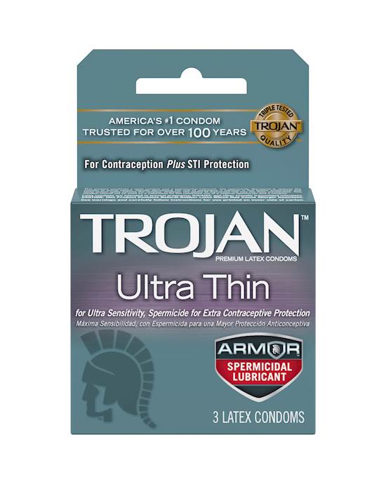 Trojan Ultra Thin Armour (Spermicidal) Condoms 3 Pack