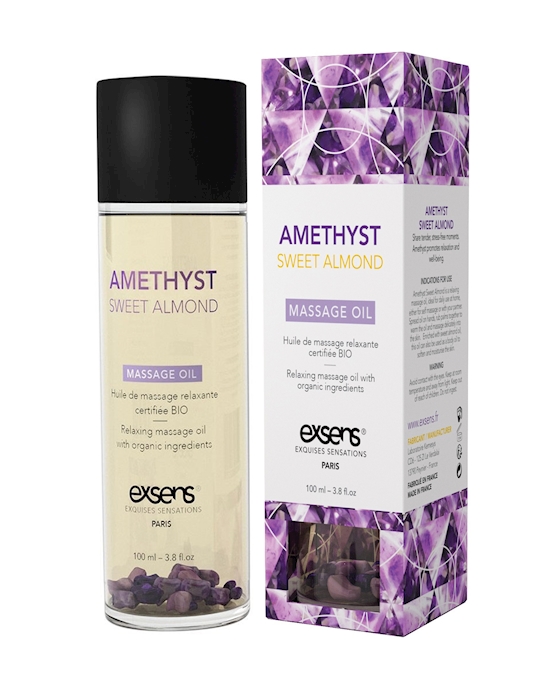 Organic Massage Oil with Stones  Amethyst Sweet Almond