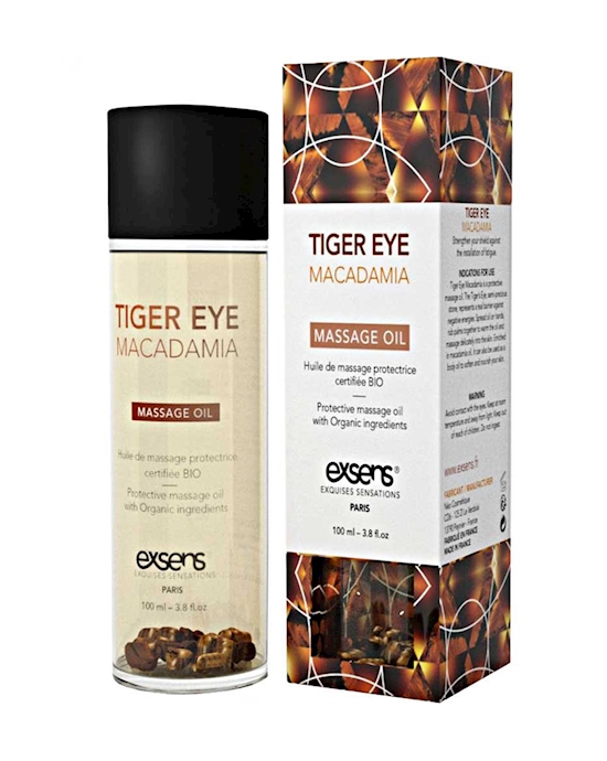 Organic Massage Oil With Stones - Tiger Eye Macadamia