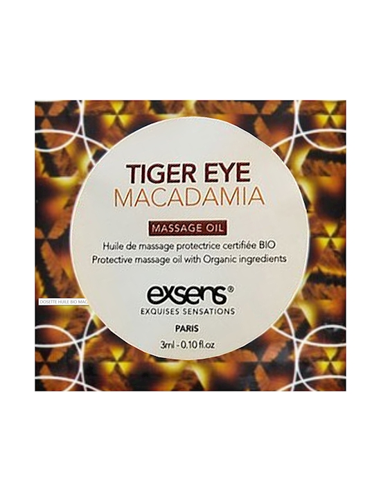 Organic Massage Oil With Stones Sachet - Tiger Eye Macadamia