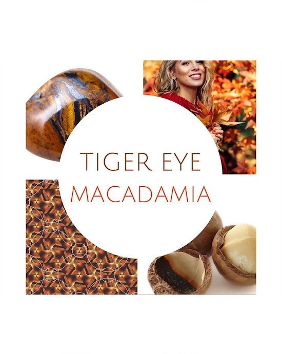 Organic Massage Oil With Stones Sachet - Tiger Eye Macadamia