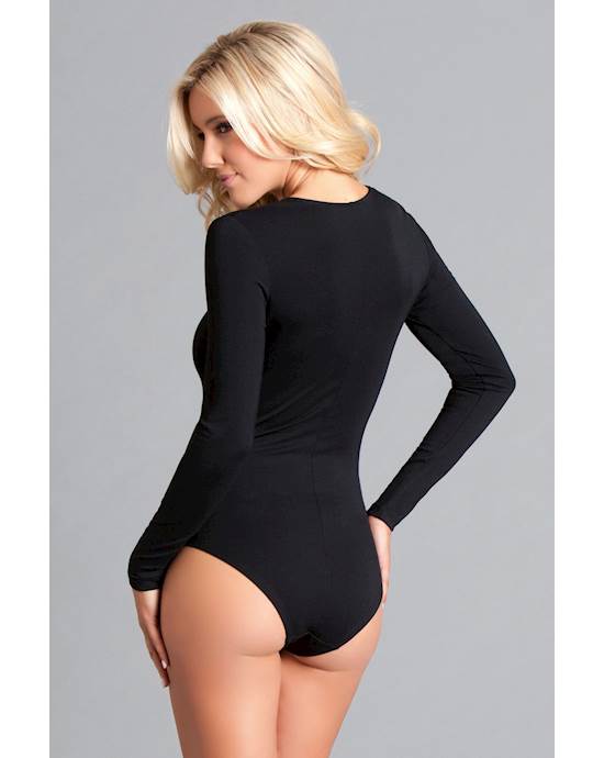 One Piece Long Sleeved Body Suit With Zig Zag Straps - L/xl