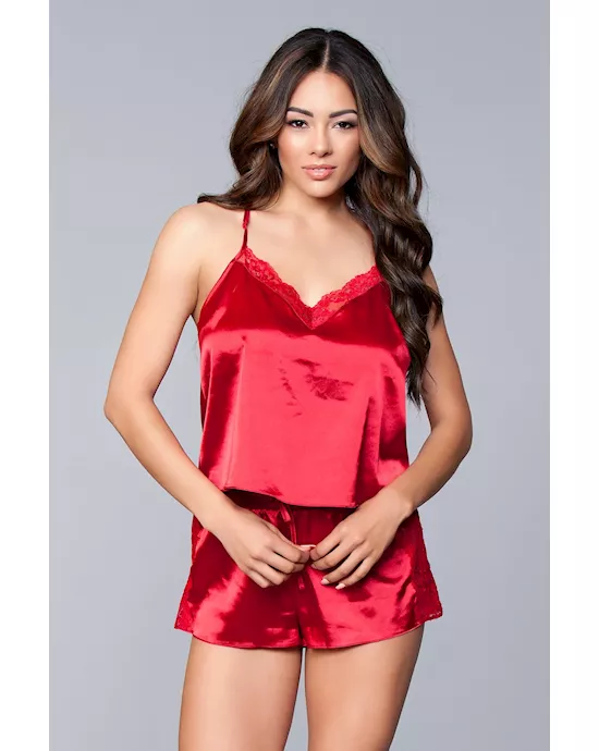 TwoPiece Relaxed Fit Satin Cami and Short Set  3X4X