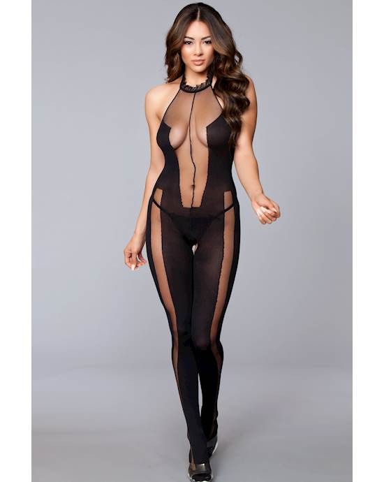 Halter Neck Crotchless Body Stocking - O/s