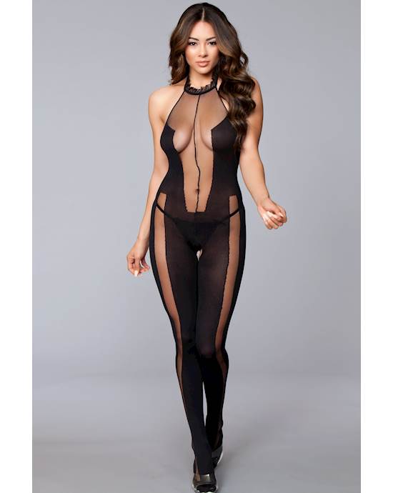 Halter Neck Crotchless Body Stocking - Queen