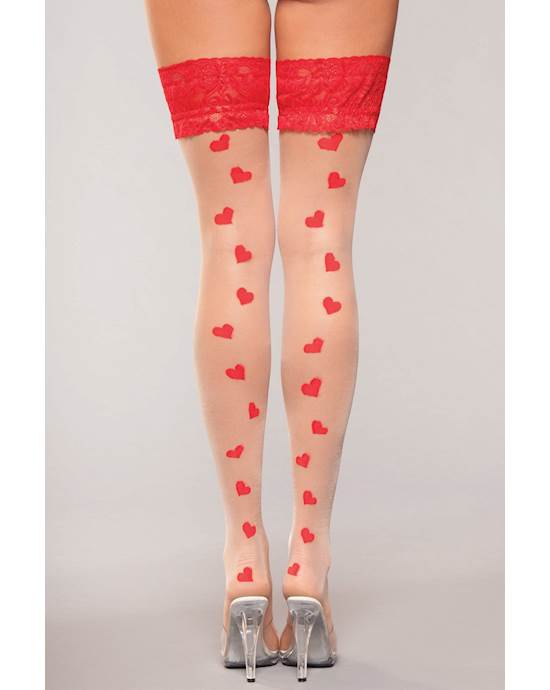 Lace Top Sweetheart Thigh Highs  OS