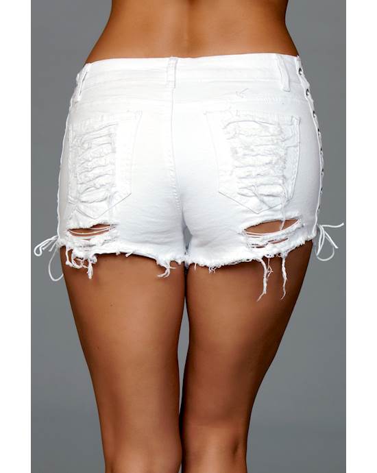Looped In Distressed Denim Shorts