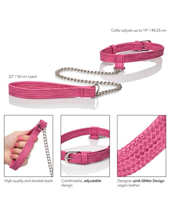 Calexotics Tickle Me Pink Collar With Leash