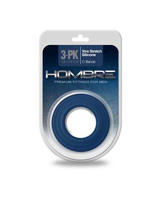Hombre Xtra Stretch Silicone C-bands 3pk Navy
