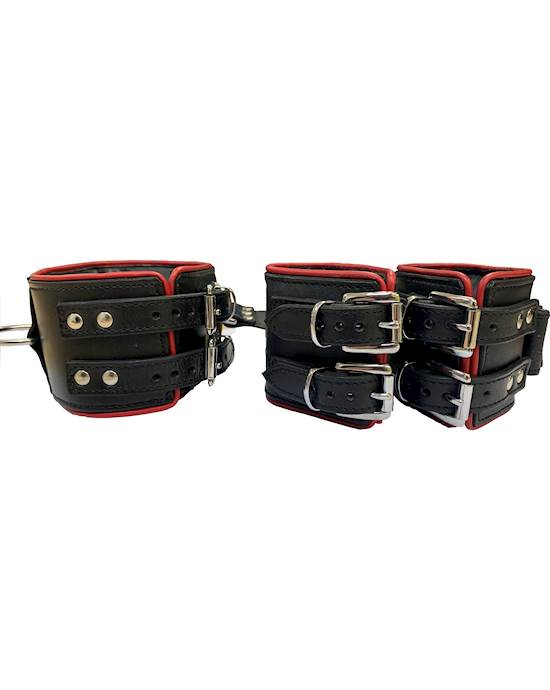 Bound X Padded Leather Cuff And Collar Set
