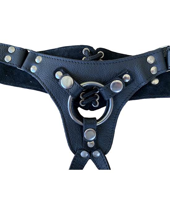 Bound X Adjustable Leather Strap On Harness