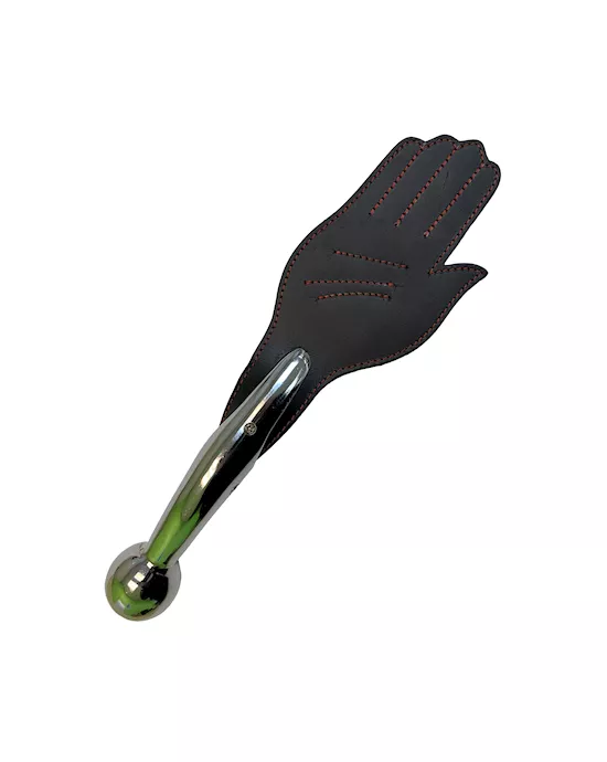 Bound X Leather Hand Paddle with Metal Ball Handle