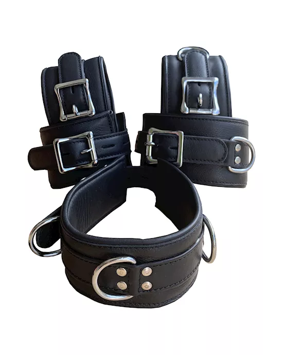 Bound X 5 Piece Glossy Leather Cuff and Collar Set
