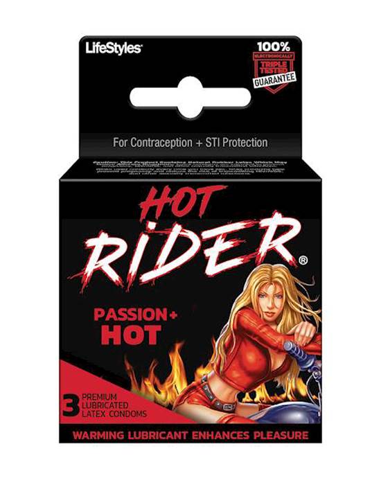 Lifestyle Hot Rider Premium Lubricated Condoms 3 Pack