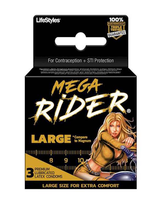 Lifestyles Mega Rider Condoms 3 Pack