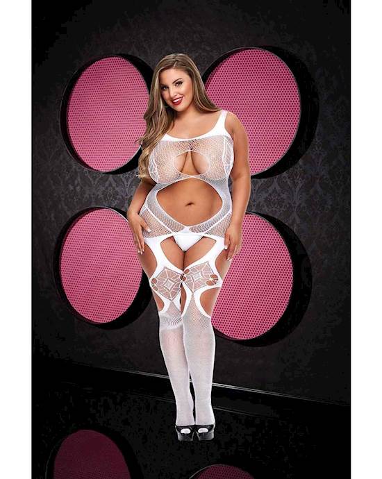 Open Front Lace Bodystocking 